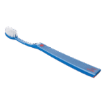 edel+white Ultrasoft Flosserbrush SWISS in PET box – Leicht, flexibel und mit ultrasanften, konischen Borsten. Abbildung Zahbürste in blau.