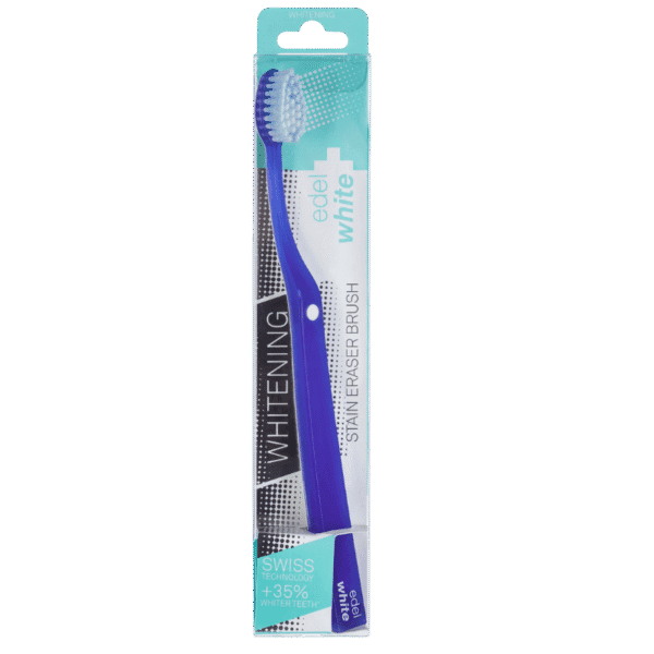edel+white Eraser Whitening toothbrush in PET box – Flecken einfach wegrubbeln. Stain eraser brush in weiss in Verpackung. 