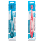 edel+white Zahnbürste ORTHO Pro Ortho Toothbrush – Gründliche Reinigung von Brücken und Zahnspangen. Zahnbürste in blau und in rosa.