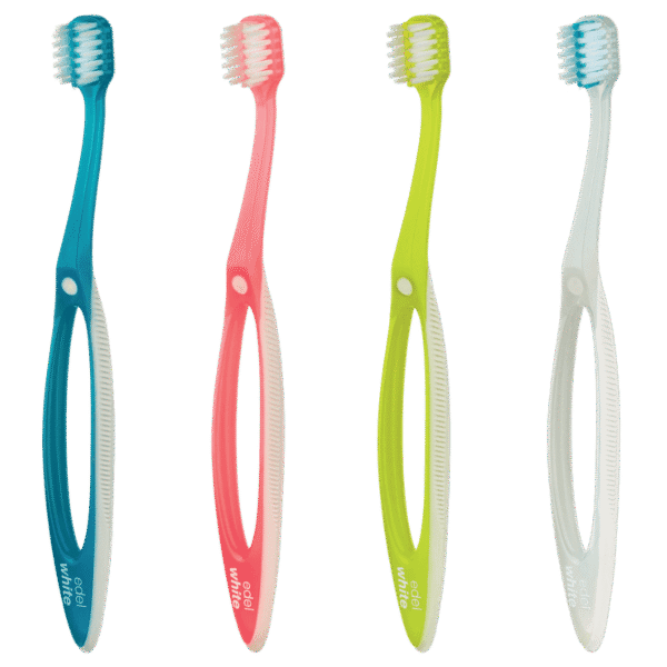 edel+white Brosse à dents ORTHO Pro Ortho Toothbrush - Nettoyage en profondeur des bridges et des appareils dentaires. Brosses à dents colorées avec manche ergonomique