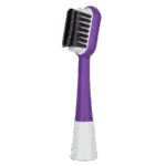 edel+white attachments for electric toothbrushes. Ultrasoft, Clean Curl Airbag Sonic Brush Heads - The tooth cleaning revolution for 300% more brushing power. Close-up of attachment, straight bristles, violet. 