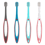 edel+white Pro Gums Brosse à dents manuelle avec tête de brosse large et manche flexible, différentes couleurs