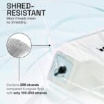 Fil dentaire ciré REACH sans goût - 50m de fil dentaire végétalien avec une grande résistance à la déchirure et jusqu'à 52% d'élimination de la plaque dentaire en plus. Illustration infographique Shred Resistant. 