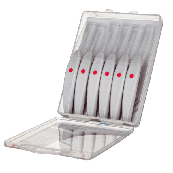 edel+white EasyFlex XS Interdental Brush 0.42mm 6pcs in PP box, white - For optimal cleaning of narrow interdental spaces. Close-up of brush head