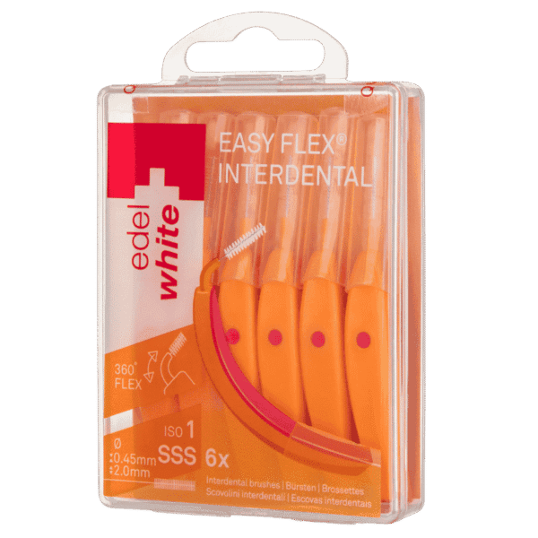 edel+white EasyFlex – SSS Interdental Brush 0.45mm 6pcs in PP box, orange – Für die optimale Reinigung zwischen Schneide- und Eckzähnen