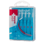 edel+white EasyFlex Interdental Bürsten zur Reinigung der Zahnzwischenräume, Farbe blau, Grösse S mit 0.6mm durchmesser