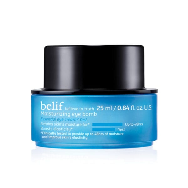 belif Moisturizing Eye Bomb 25ml – Augencreme mit Peptiden, Bakuchiol & Koffein gegen Falten & Augenringe. Produktfoto.
