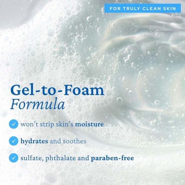 belif Aqua Bomb Jelly Cleanser - Gel to Foam Formula, infographie avec revendications