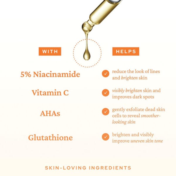 belif Super Drops Niacinamide & Vitamine C Sérum Éclaircissant 30ml - Infographie, avec Ingrédients et Aide à l'information.