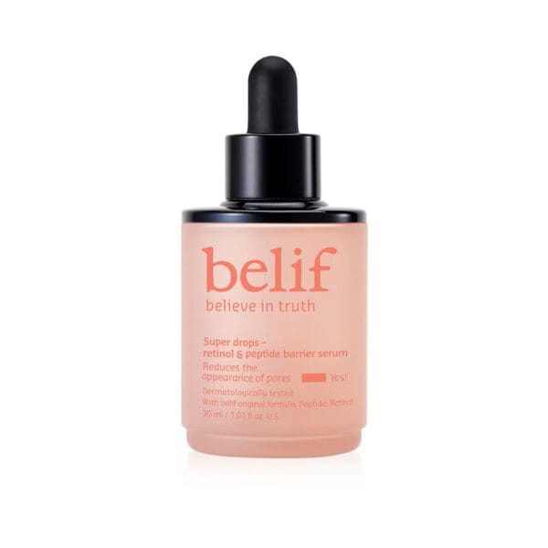 belif Super Drops Retinol & Peptide Barrier Serum 30ml – Anti-Aging-Serum für straffere Haut, verfeinerte Poren & gestärkte Hautbarriere. Produktfoto