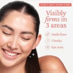 belif Super Drops Retinol & Peptide Barrier Serum 30ml – Anti-Aging-Serum für straffere Haut, verfeinerte Poren & gestärkte Hautbarriere. Infografik visibly firms in 3 areas, smile lines, cheeks, eye areas