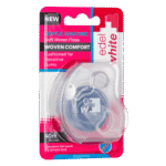 edel+white Zahnseide, Soft Woven Floss 40m in blister, with cinnamon – Das gewobene Floss für empfindliches Zahnfleisch. Abbildung Verpackung.
