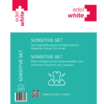 edel+white Sensitive Care Set – für empfindliche Zähne und gereiztes Zahnfleisch. Bild vom Etikett