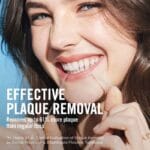 Fil dentaire ciré REACH au goût de cannelle - 50m de fil dentaire végétalien avec une grande résistance à la déchirure et une meilleure élimination de la plaque dentaire. Illustration infographique Elimination efficace de la plaque dentaire. 