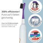 Brosse à dents sonique edel+white Sonic Generation Health Suite - Le couteau suisse de l'hygiène bucco-dentaire - recommandée par les plus grands professionnels dentaires. Tête de brosse 3D Clean Curl, nettoie les dents de 3 côtés en même temps. Convient particulièrement aux personnes dépendantes, au personnel soignant ou aux personnes handicapées. 