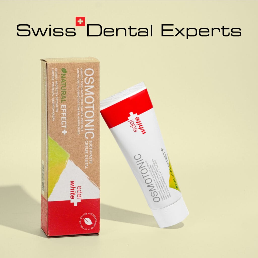edel+white USP Swiss Dental Experts Zahnpasta mit Verpackung ökologisch