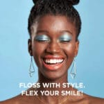 REACH POP Zahnseide Minze – vegane, gewachste Zahnseide mit 384 Mikrofäden & nachhaltiger Verpackung, 50m. Abbildung Floss with Style. Flex your Smile!