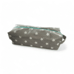 Cosmetic bag in gray/white handmade size 24x8x8cm side view