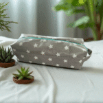 Cosmetic bag in gray/white handmade size 24x8x8cm scene picture